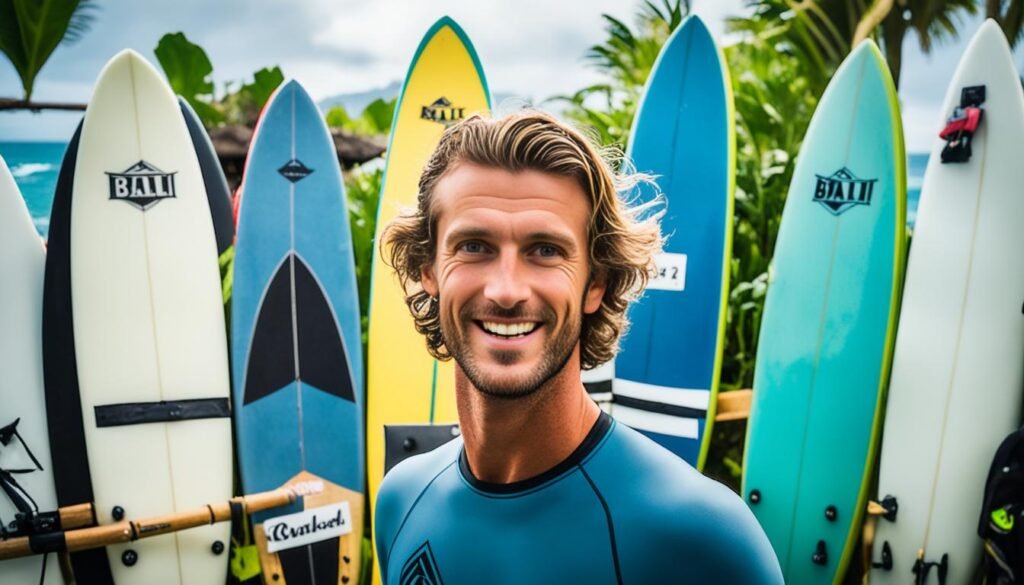 Equipamiento de surf en Bali