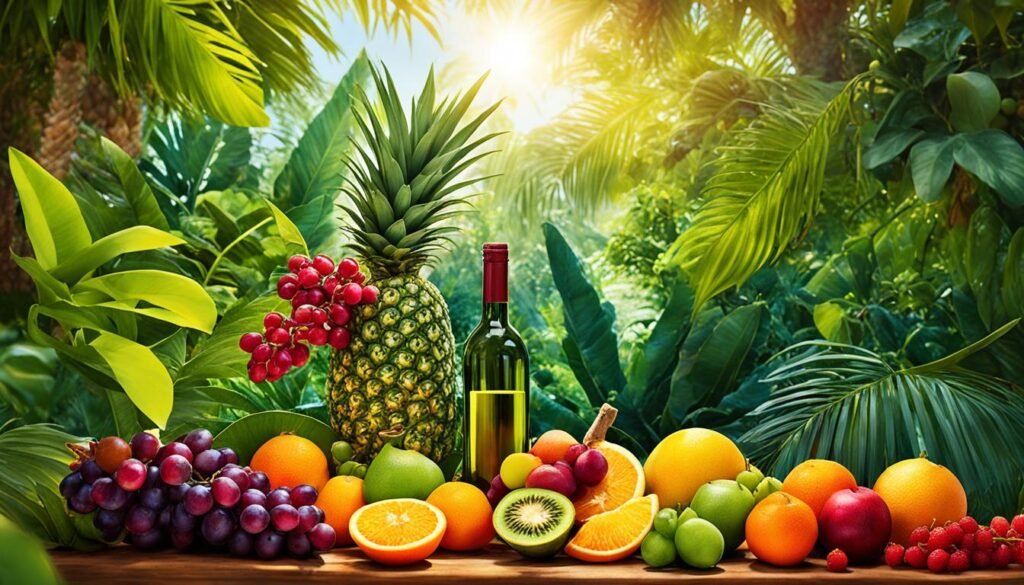 Maridaje de vinos y bebidas tropicales