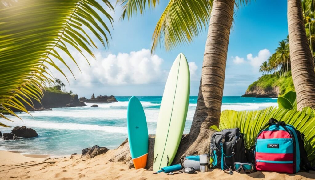 equipo de surf en Bali